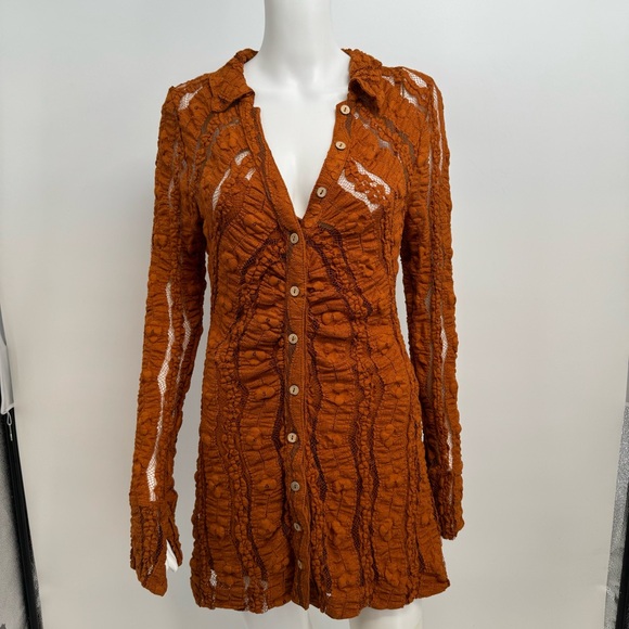 NWT Free People's shayla lace mini dress size S Pumpkin $ 158 - Picture 6 of 16